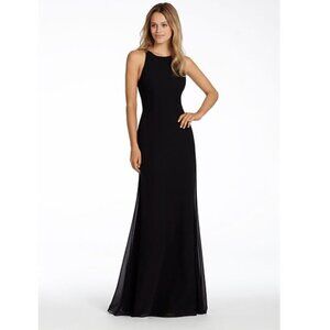 Hayley Paige Occasions LIKE NEW navy blue high neck formal open back dress